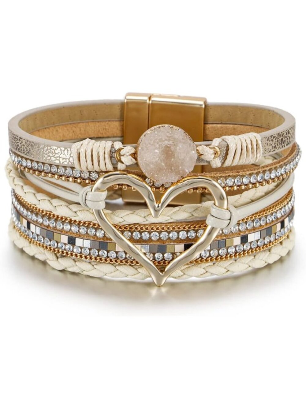 Boho Leather Wrap Bracelet for Women, Western Layered Cuff Jewelry, Stylish Gift